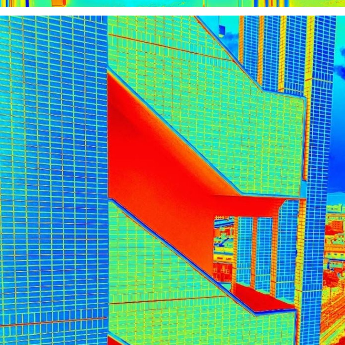 赤外線カメラで撮影した建物外壁の熱画像